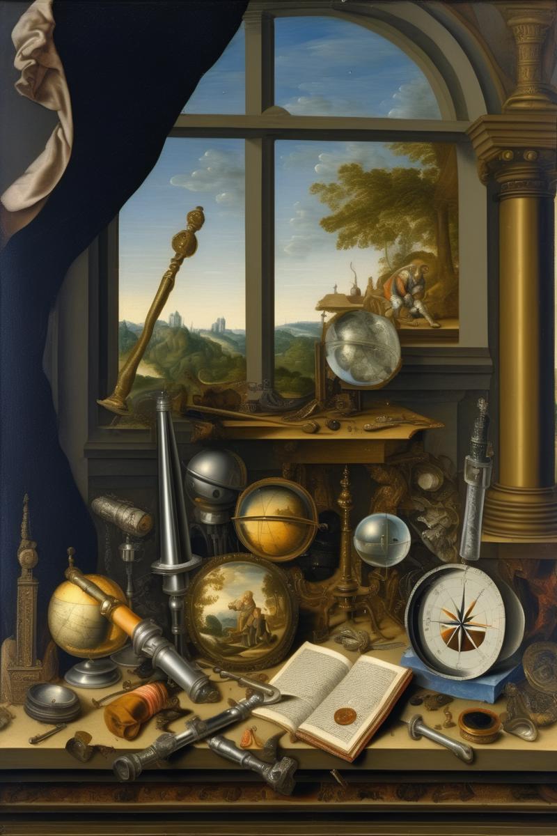 00037-1412678385-_lora_Pieter Claesz Style_1_Pieter Claesz Style - Renaissance painting of a man holding a hammer by a sunlit window. A compass,.png